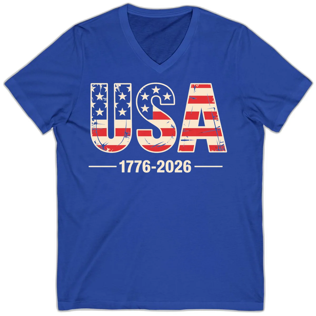USA 1776-2026 Semiquincentennial V-Neck Tee in True Royal