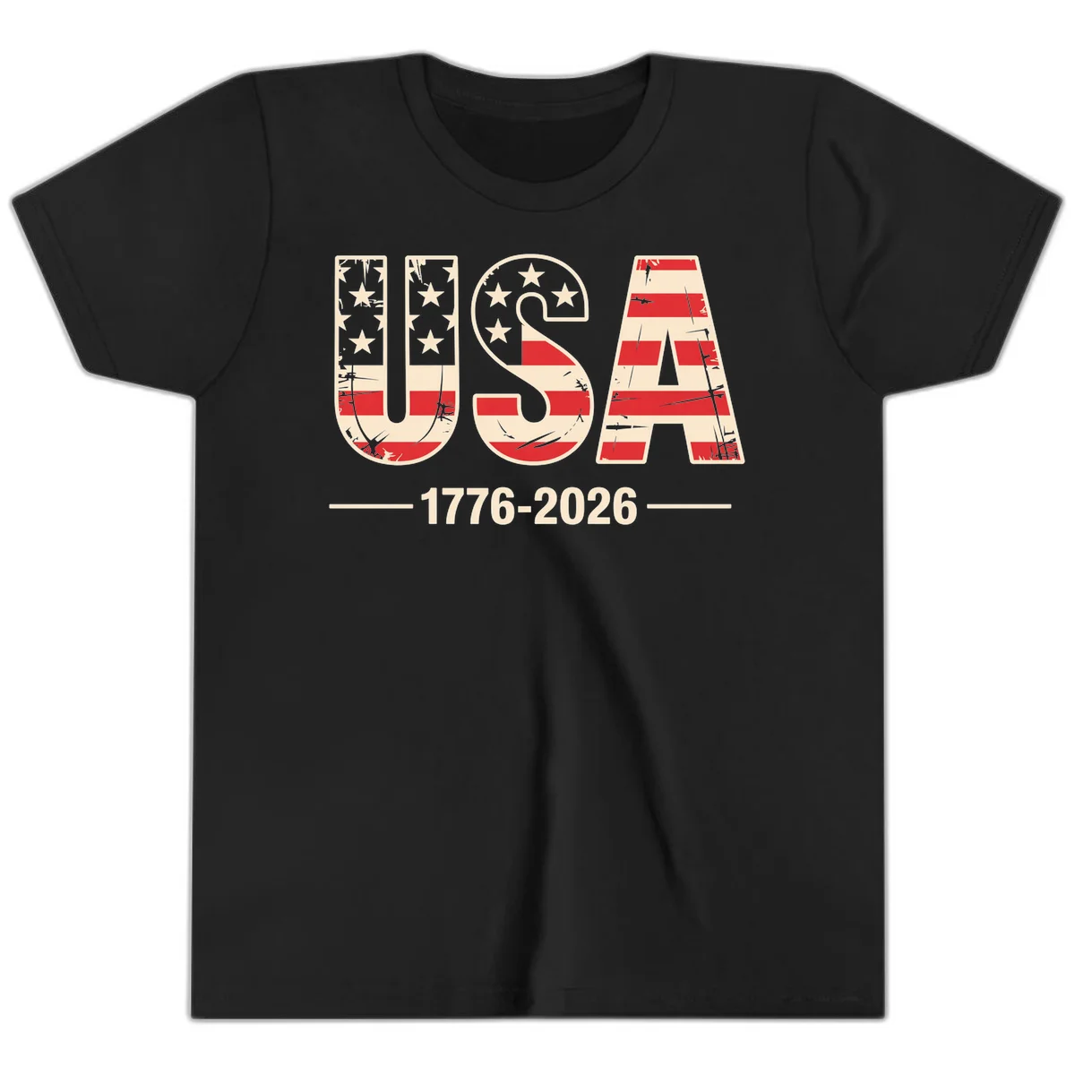 USA 1776-2026 Semiquincentennial Youth T-Shirt in Black