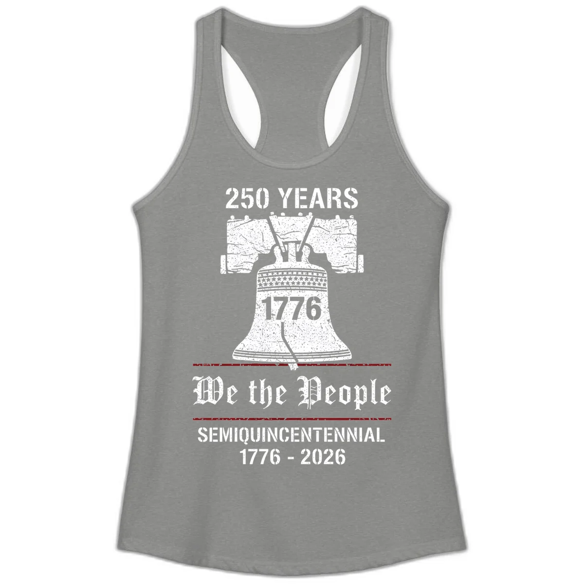 America 250 Liberty Bell Ladies Tank in Heather Grey