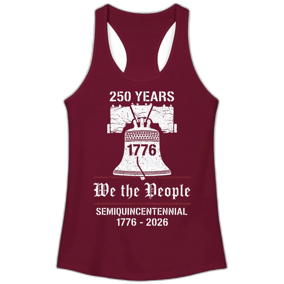 America 250 Semiquincentennial Liberty Bell Ladies Tank in Solid Cardinal Red