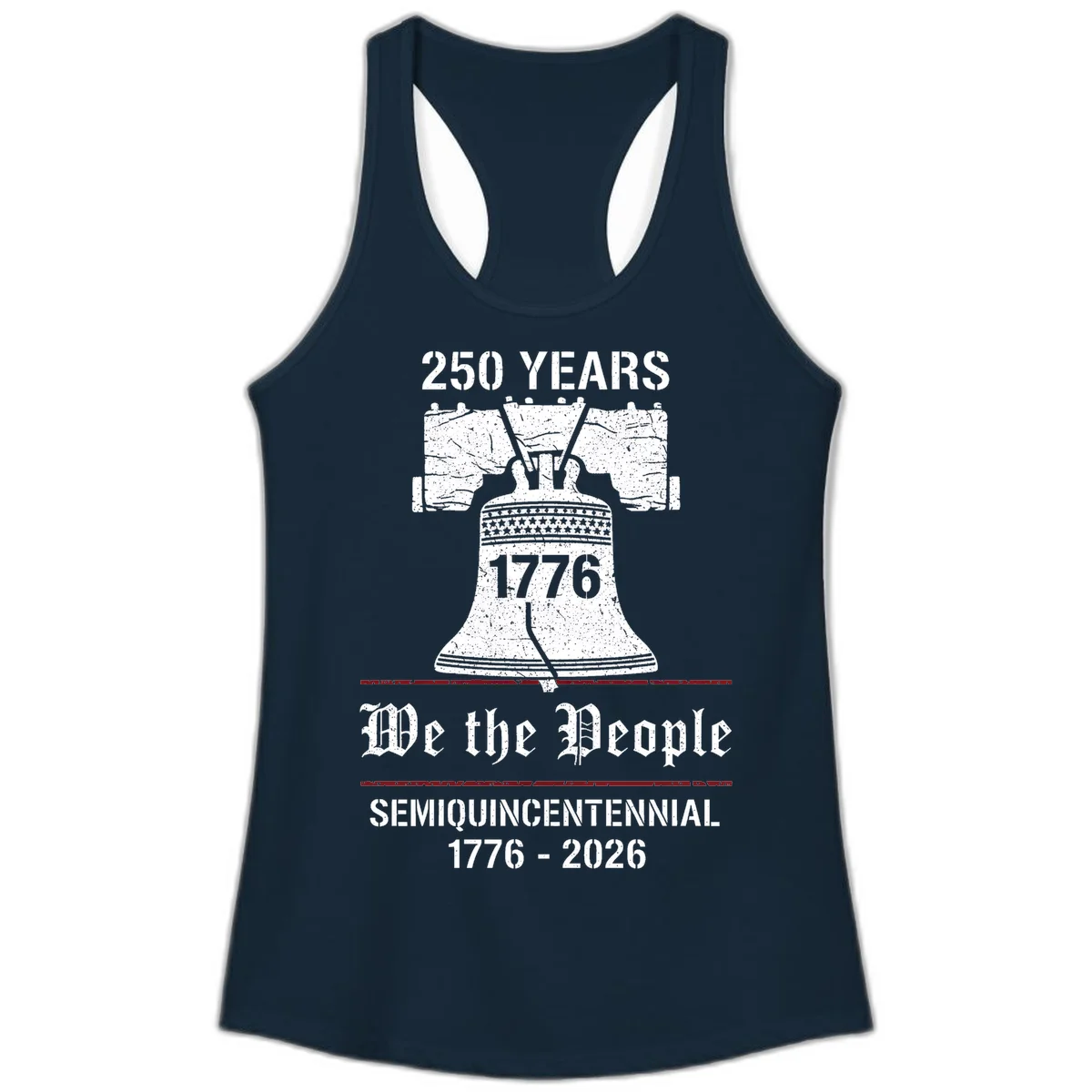 America 250 Liberty Bell Ladies Tank in Solid Midnight Navy