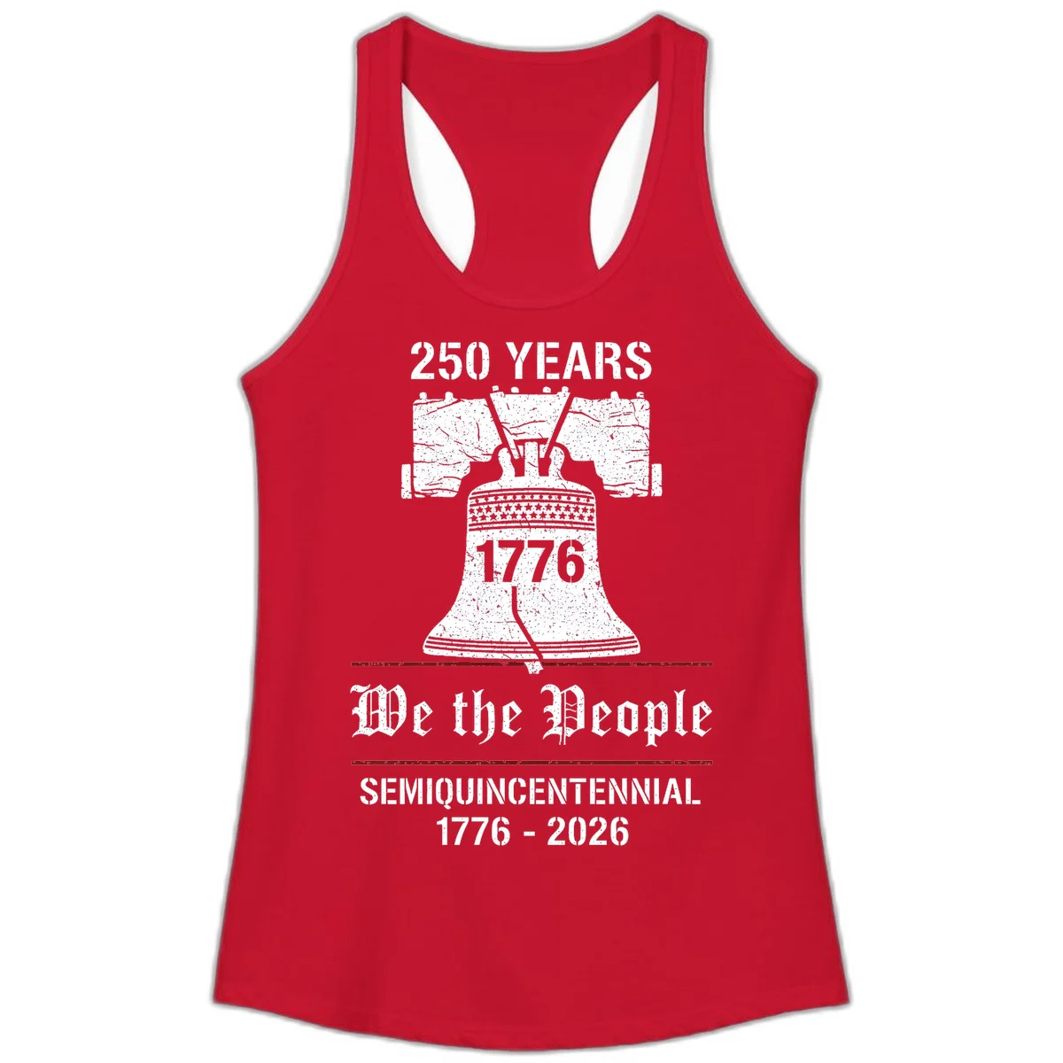 America 250 Liberty Bell Ladies Tank in Solid Red