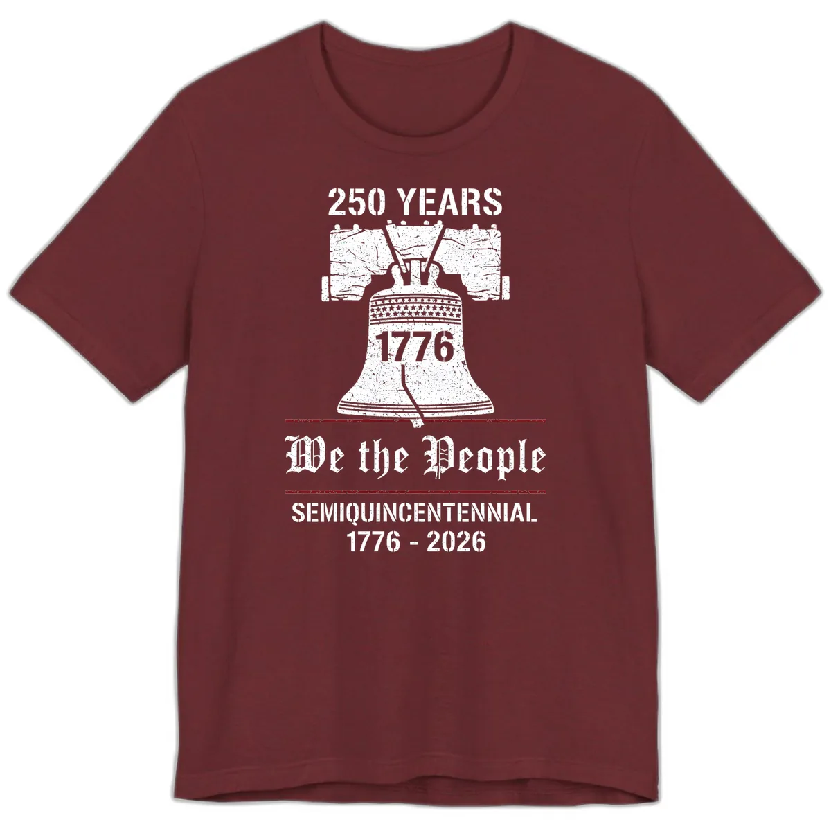 America 250 Semiquincentennial Liberty Bell Premium T-Shirt in Heather Cardinal