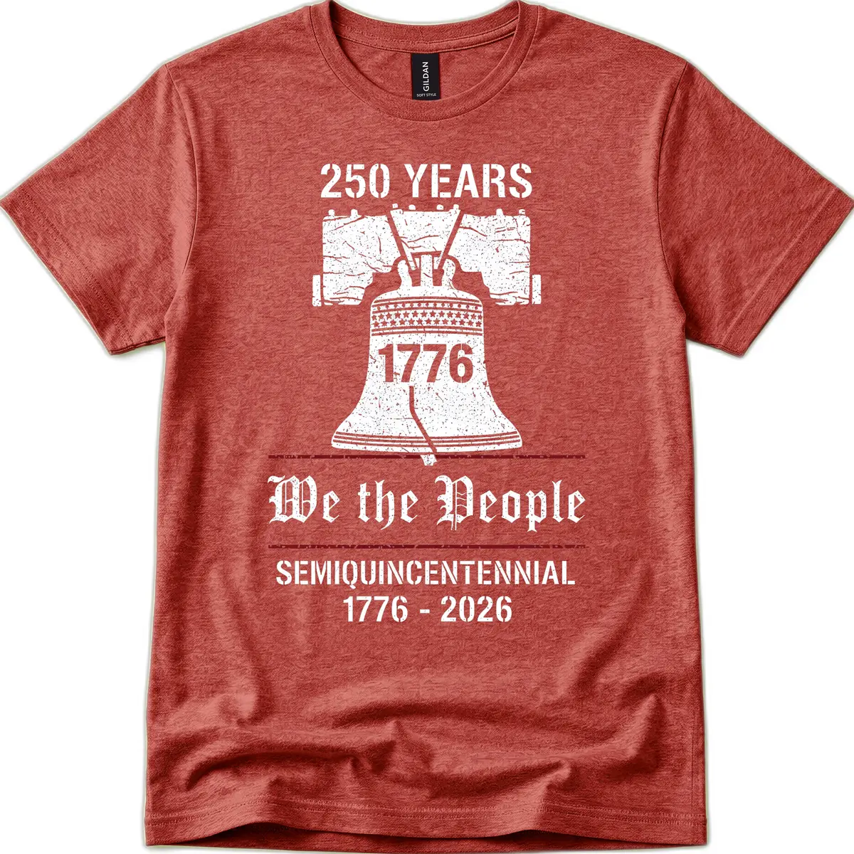America 250 Semiquincentennial Liberty Bell T-Shirt in Heather Cardinal