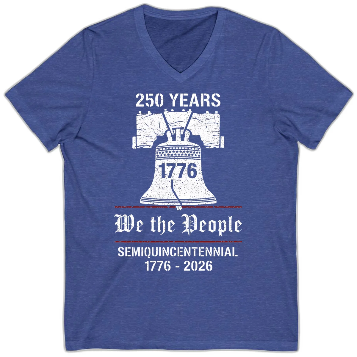 America 250 Liberty Bell V-Neck in Heather True Royal