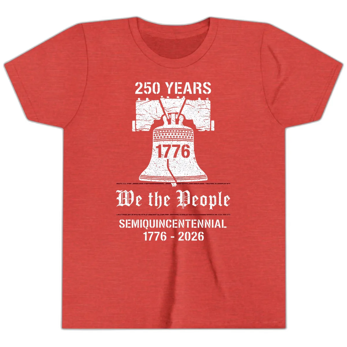 America 250 Semiquincentennial Liberty Bell Youth T-Shirt in Heather Red