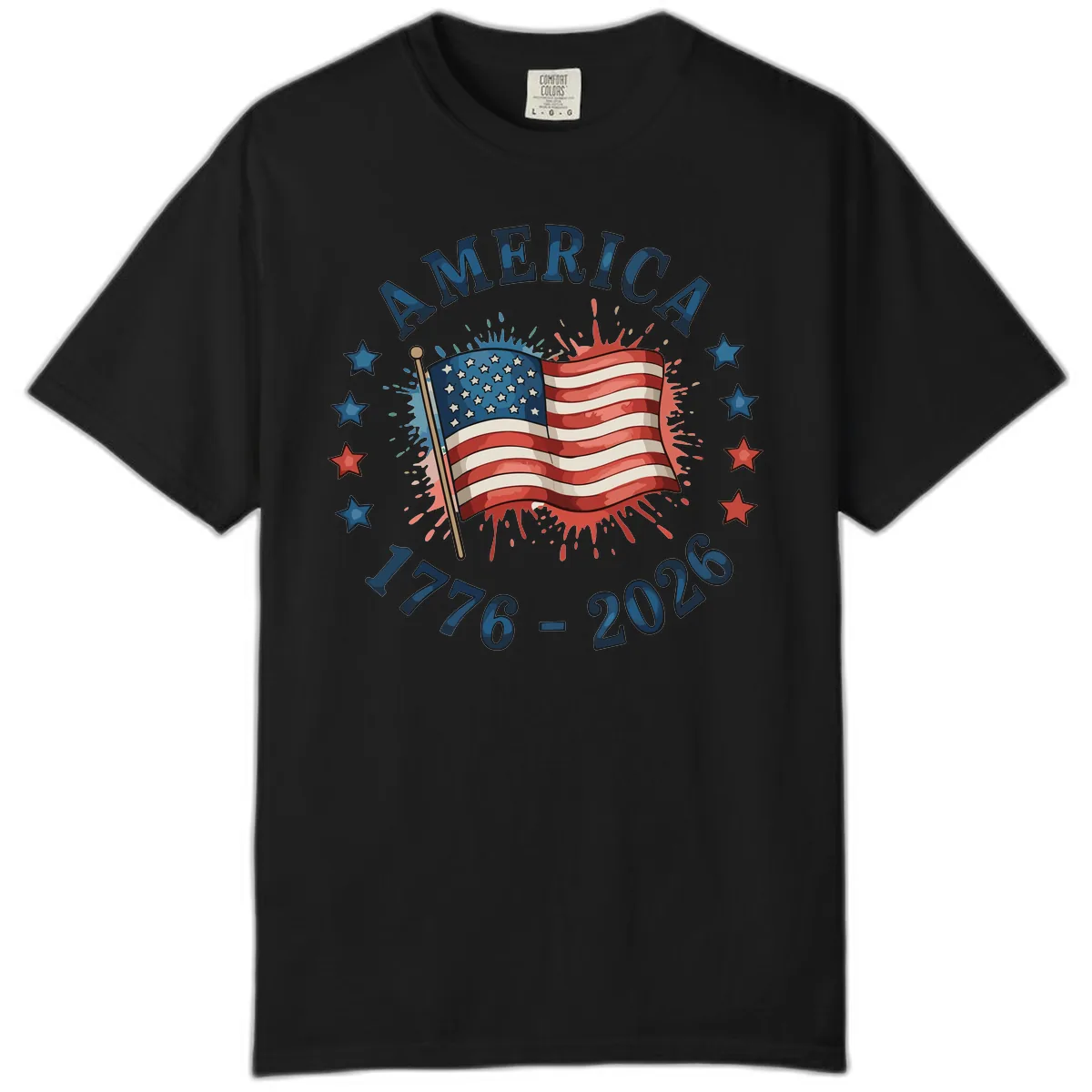 America 250th Anniversary Flag Commemoration Comfort Color in Black