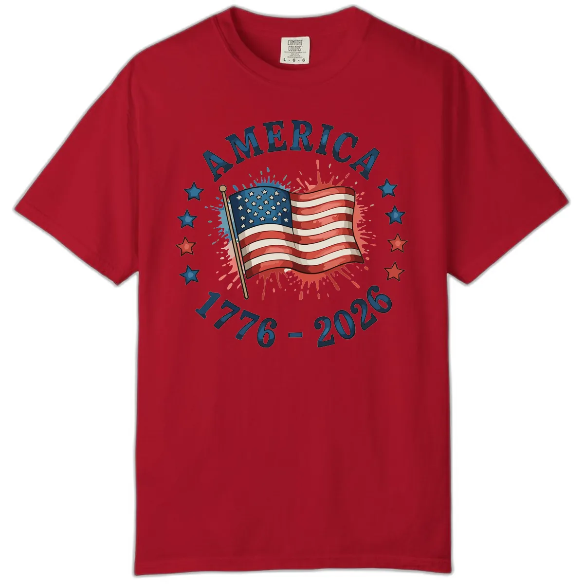 America 250th Anniversary Flag Commemoration Comfort Color in Red