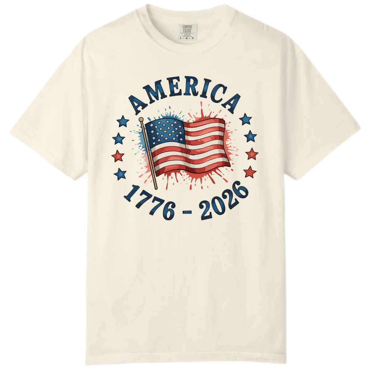 America 250th Anniversary Flag Commemoration Comfort Color in Ivory