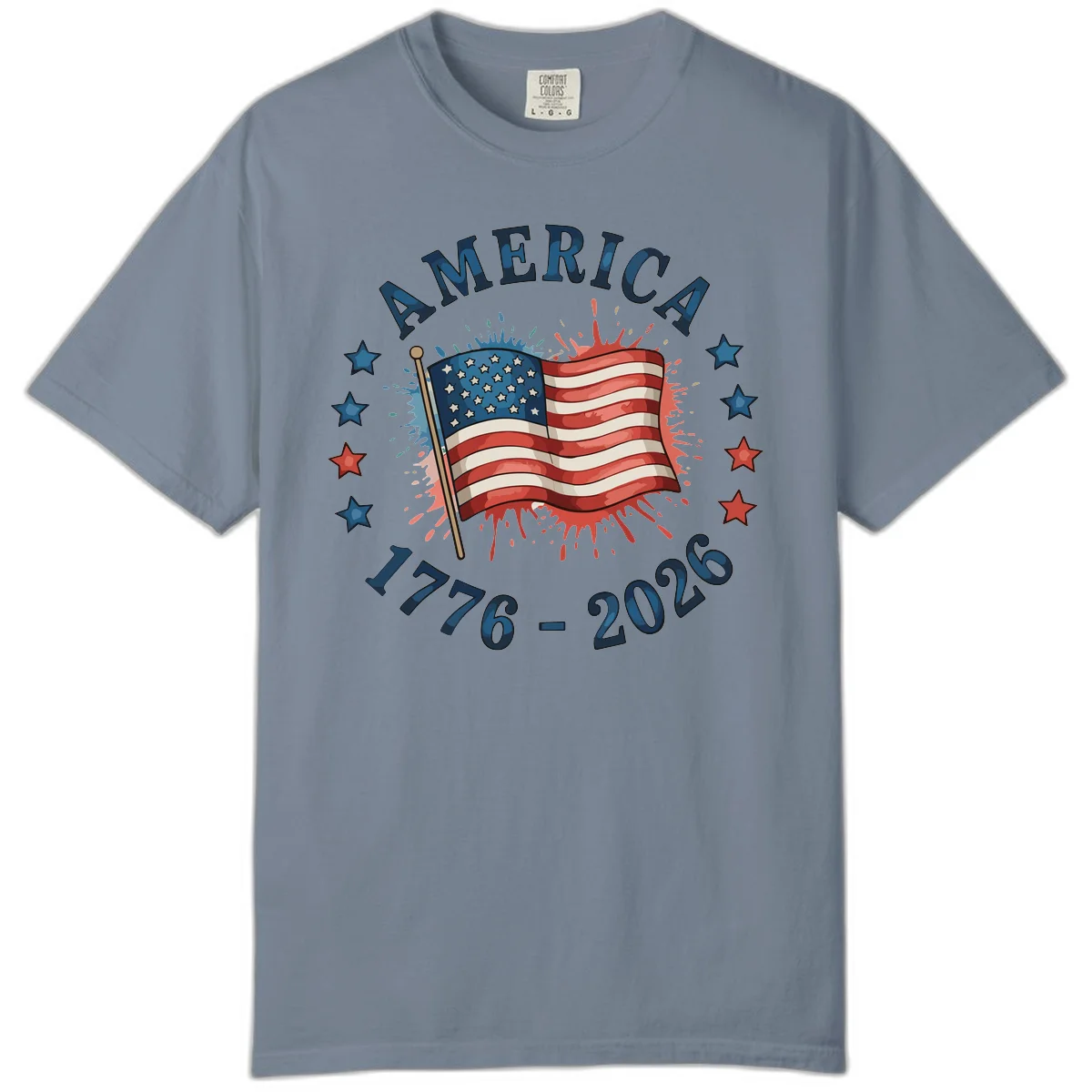 America 250th Anniversary Flag Commemoration Comfort Color in Blue Jean