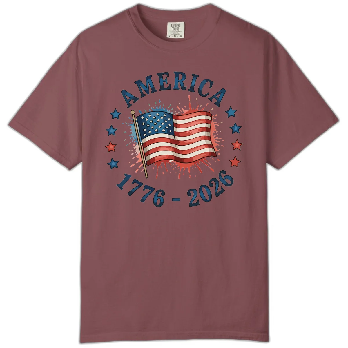 America 250th Anniversary Flag Commemoration Comfort Color in Brick