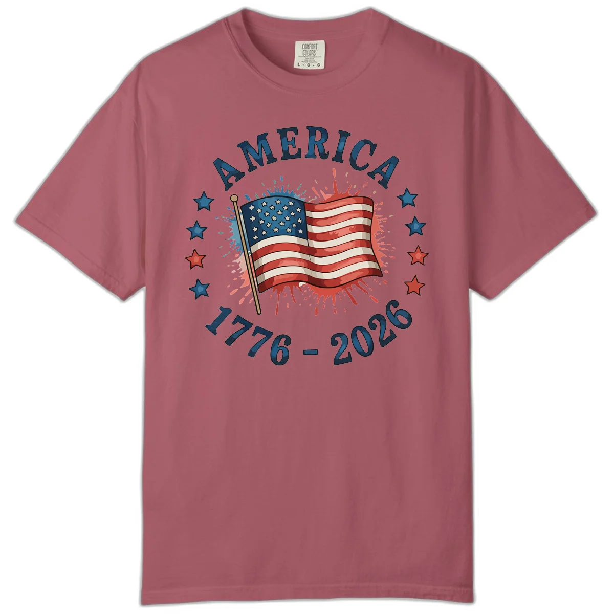 America 250th Anniversary Flag Commemoration Comfort Color in Crimson