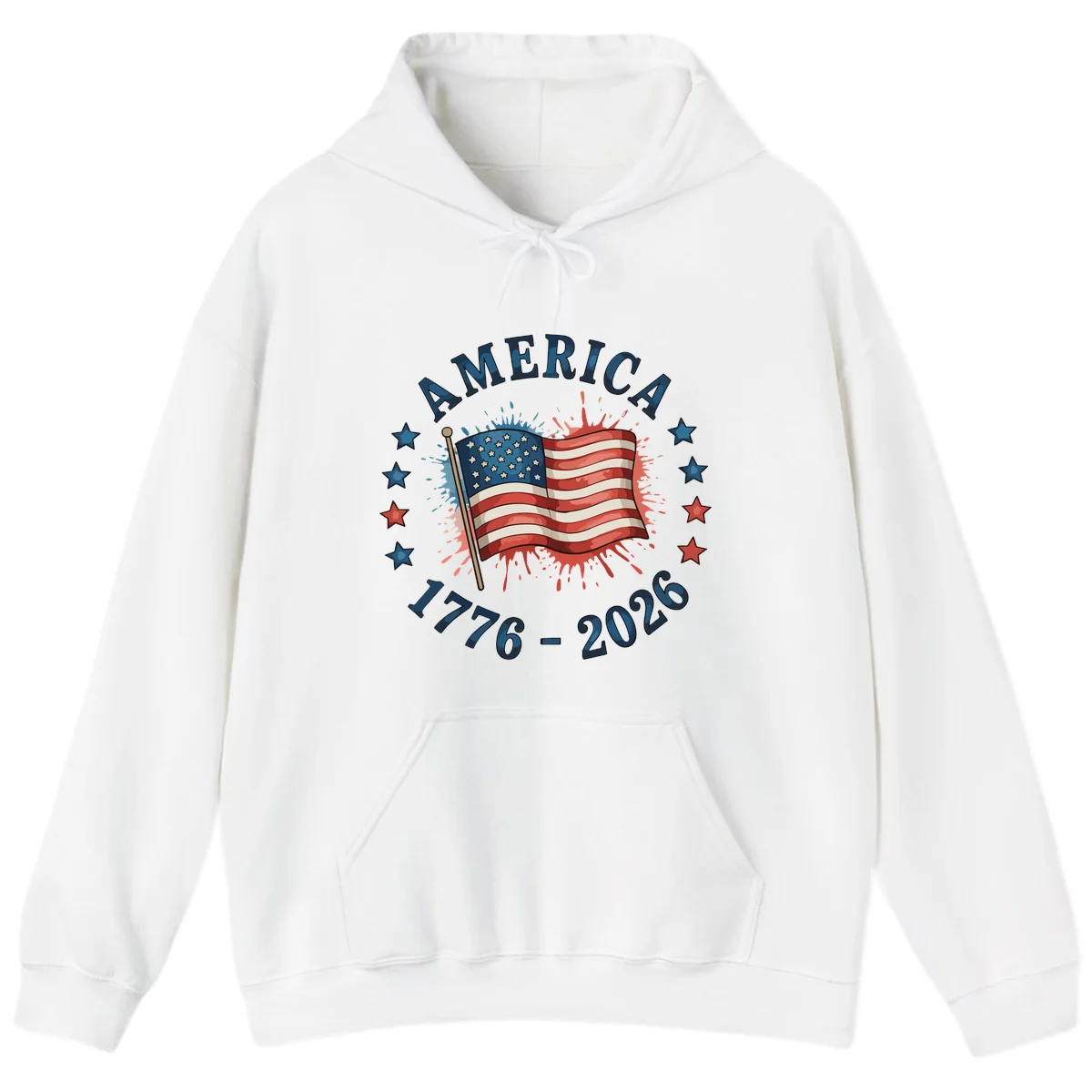 America 250th Anniversary Flag Commemoration Hoodie in White