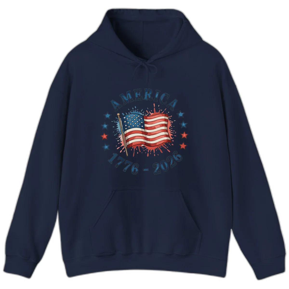 America 250th Anniversary Flag Commemoration Hoodie in Navy