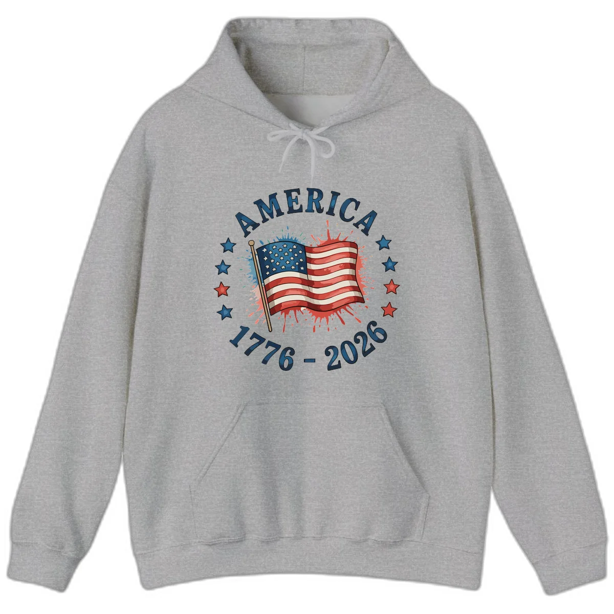 America 250th Anniversary Flag Commemoration Hoodie in Sport Grey