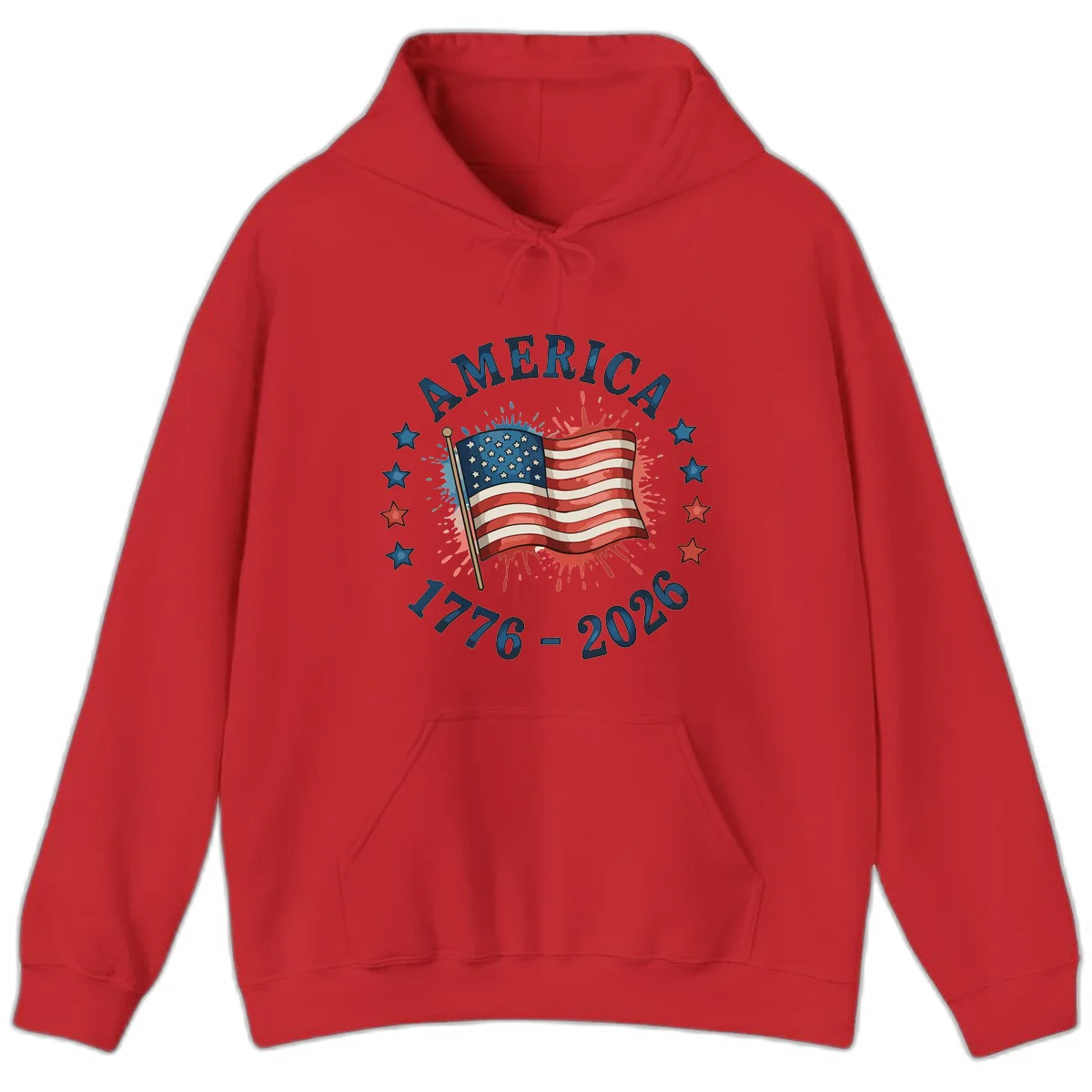 America 250th Anniversary Flag Commemoration Hoodie in Red