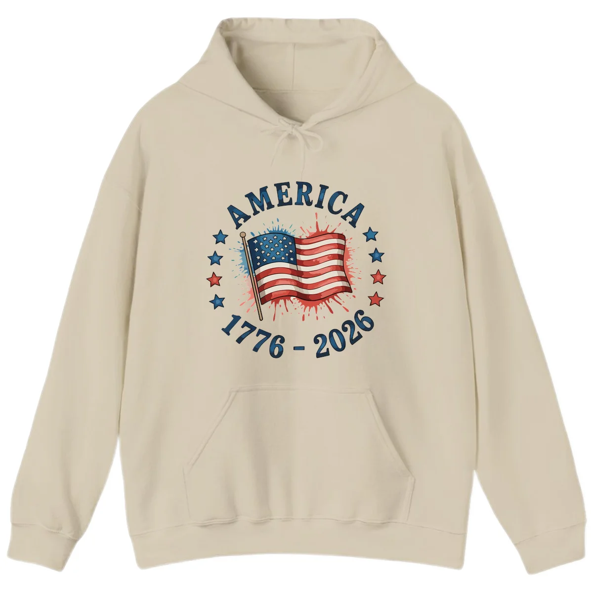 America 250th Anniversary Flag Commemoration Hoodie in Sand