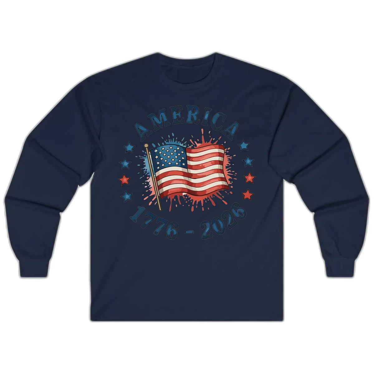 America 250th Anniversary Flag Commemoration Long Sleeve in Navy