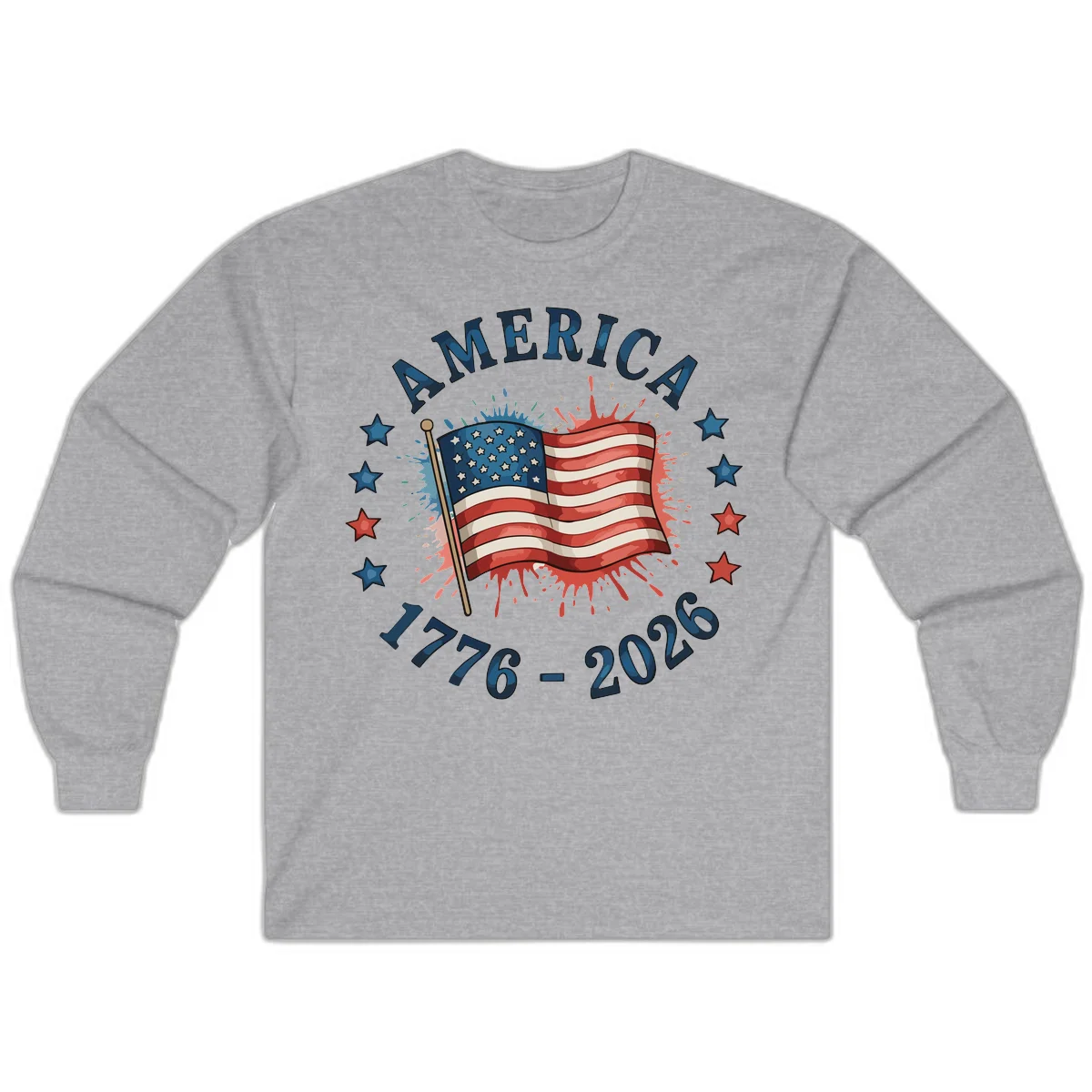 America 250th Anniversary Flag Commemoration Long Sleeve in Sport Grey