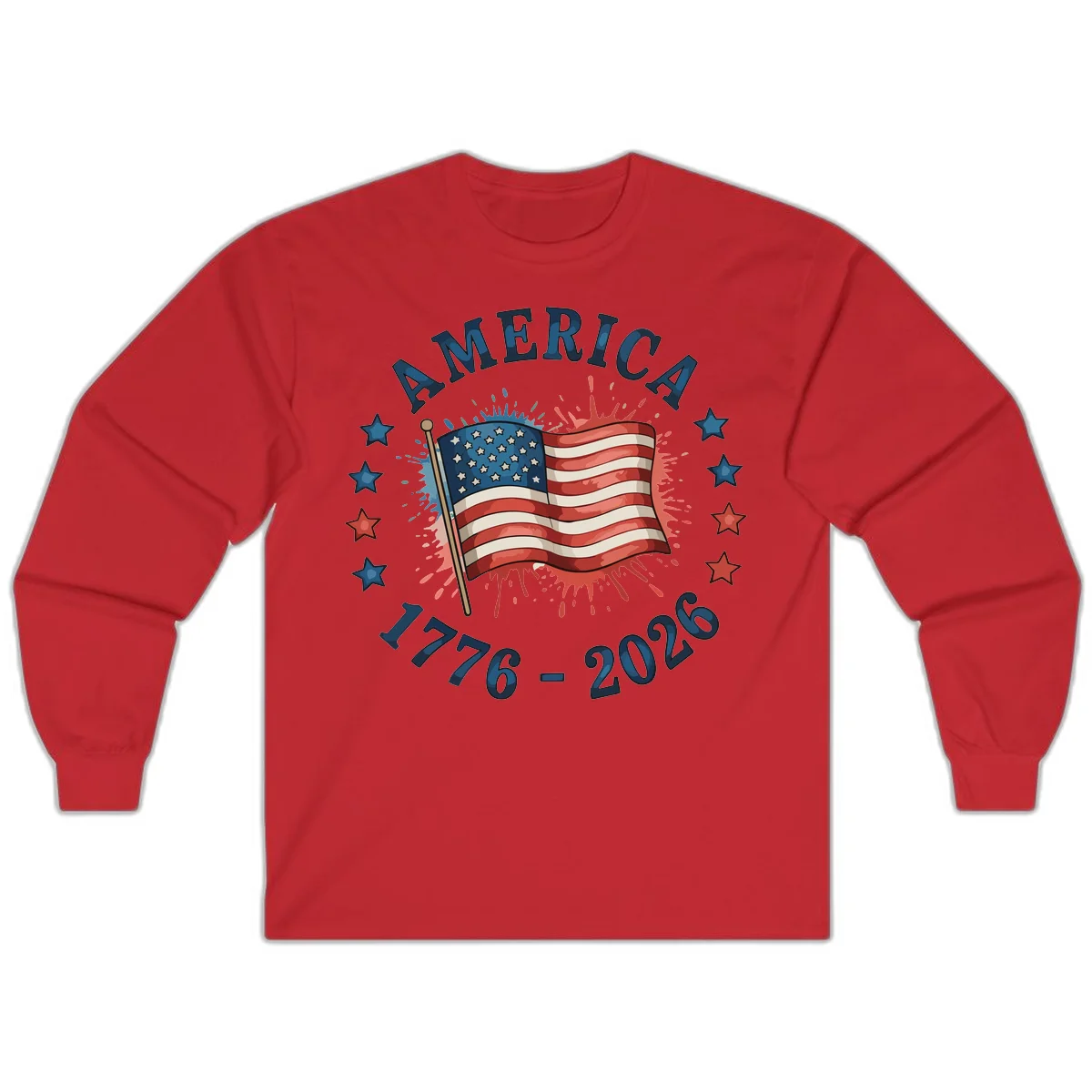 America 250th Anniversary Flag Commemoration Long Sleeve in Red