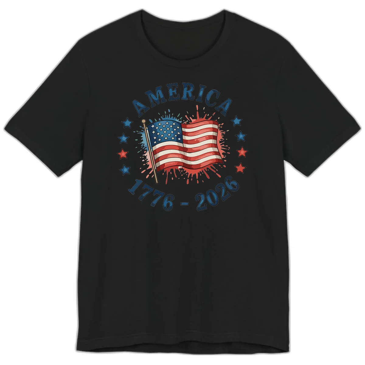 America 250th Anniversary Flag Commemoration Premium T-Shirt in Black