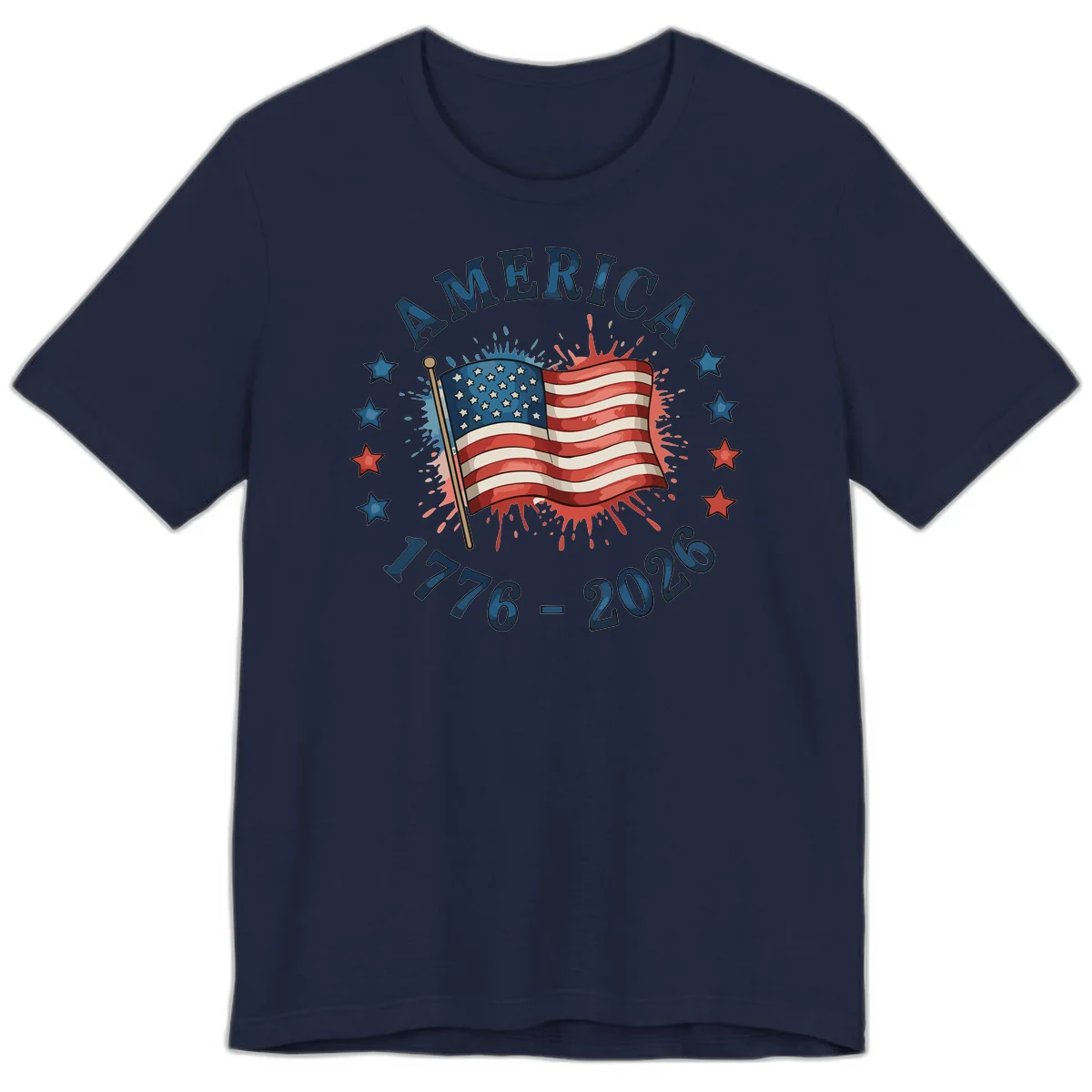 America 250th Anniversary Flag Commemoration Premium T-Shirt in Navy