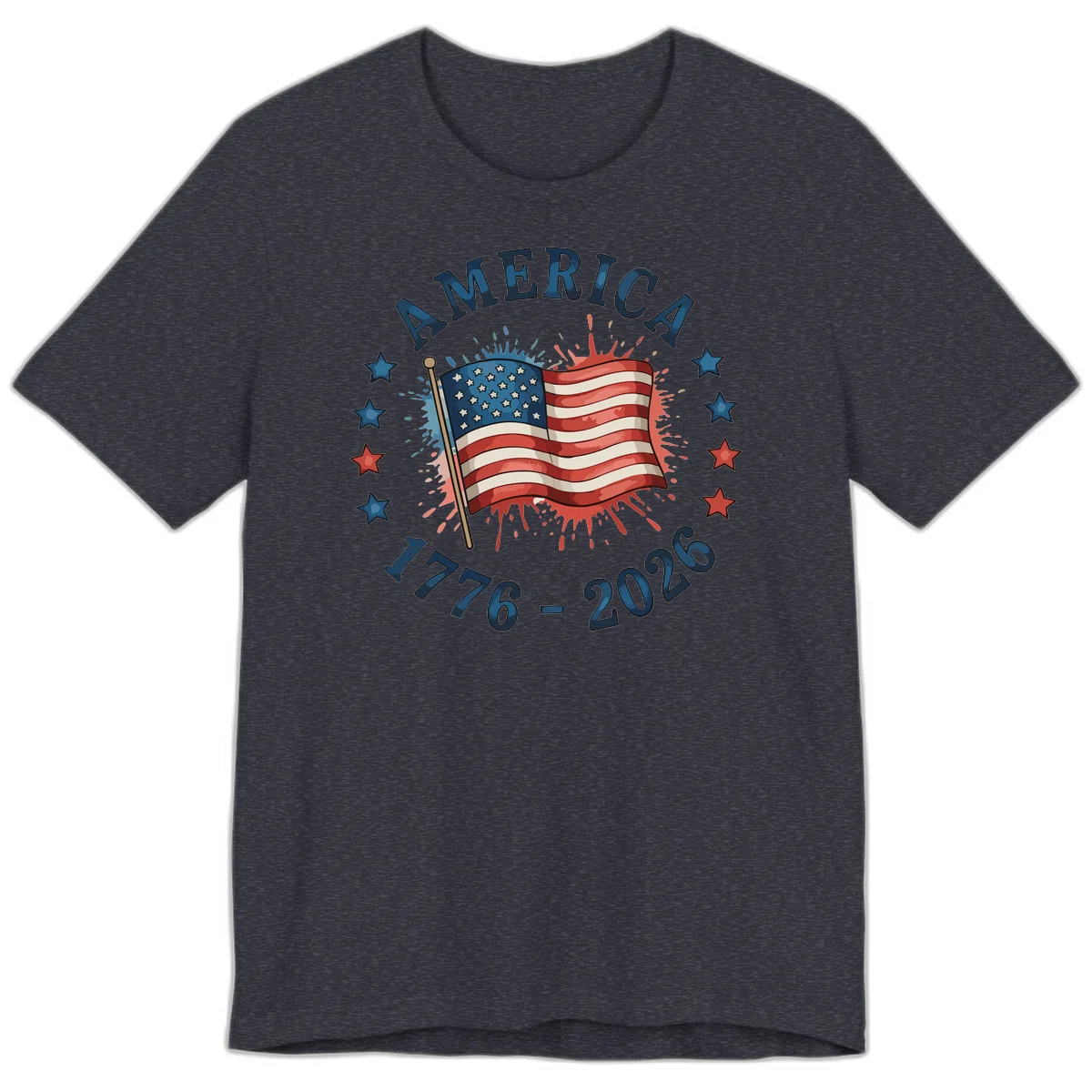 America 250th Anniversary Flag Commemoration Premium T-Shirt in Heather Navy