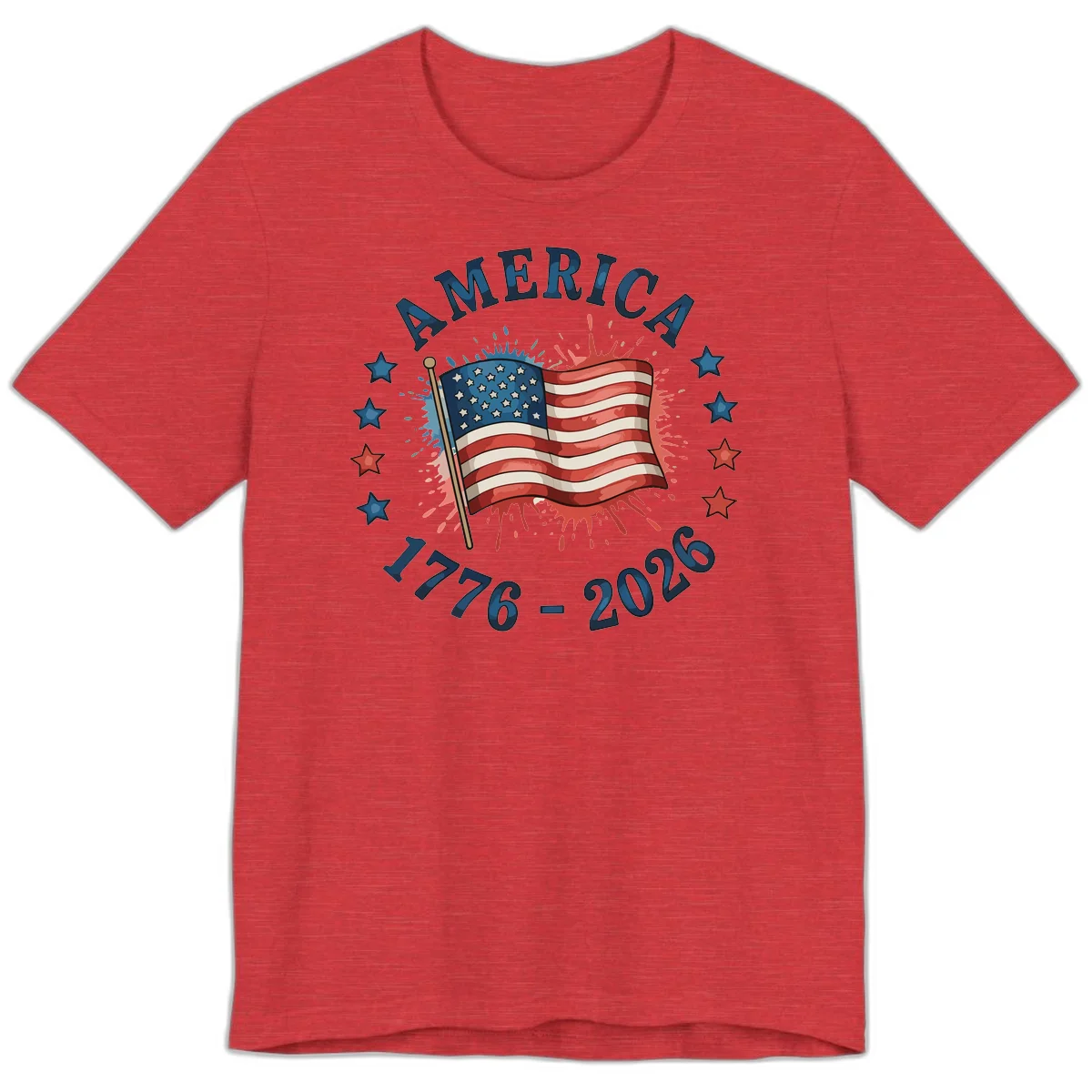 America 250th Anniversary Flag Commemoration Premium T-Shirt in Heather Red