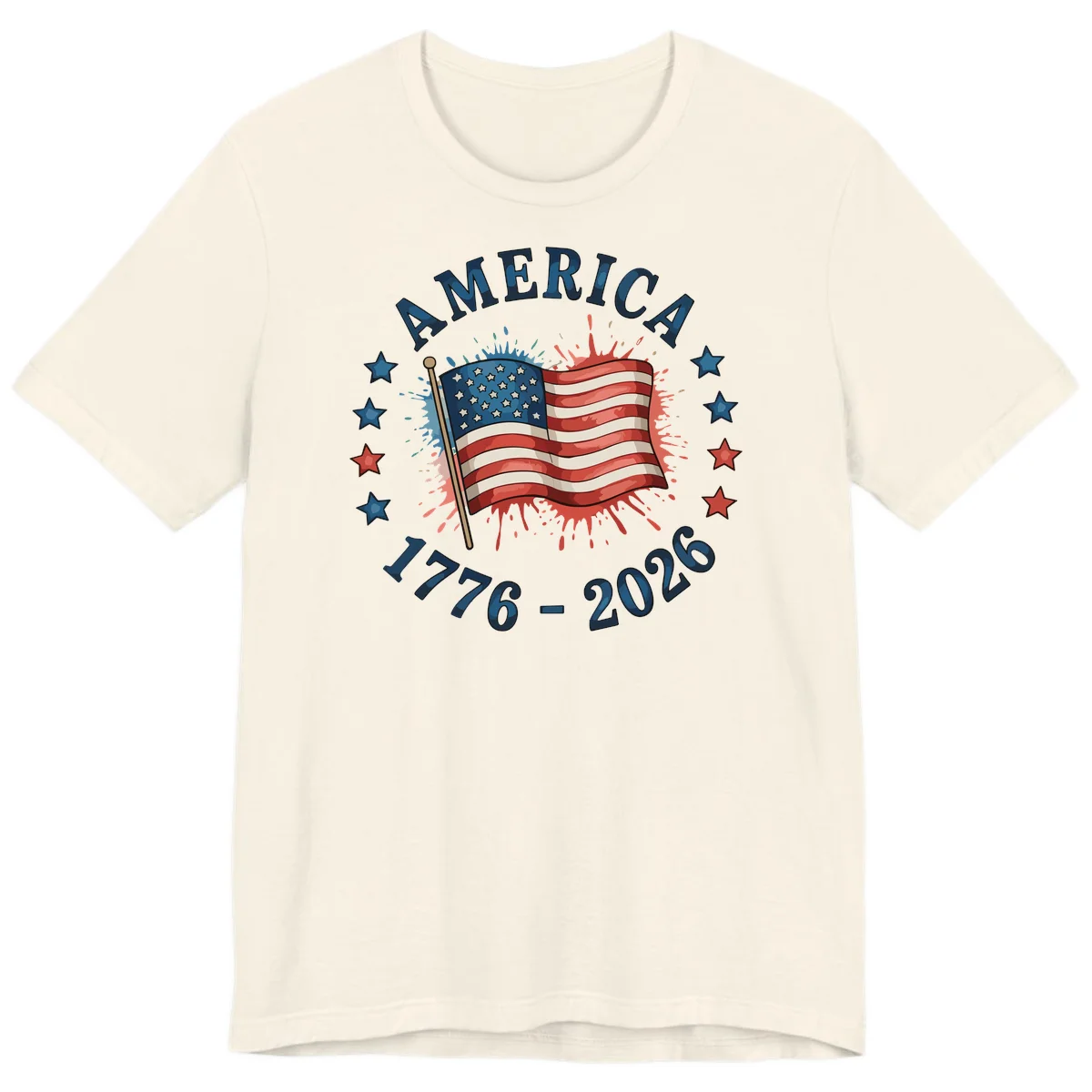 America 250th Anniversary Flag Commemoration Premium T-Shirt in Natural
