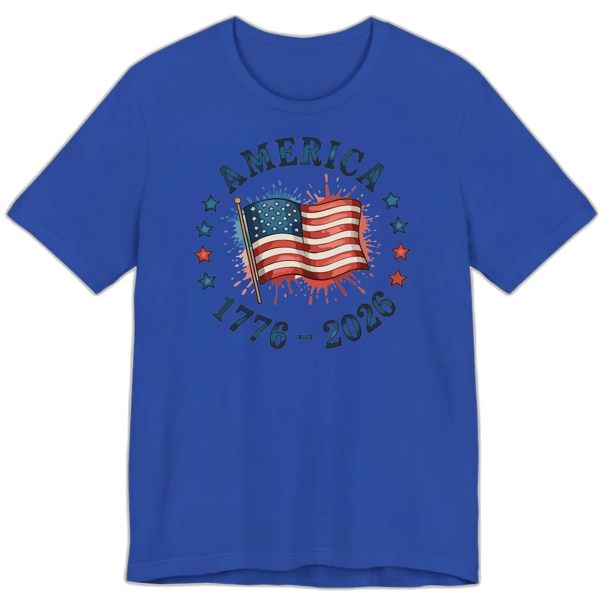 America 250th Anniversary Flag Commemoration Premium T-Shirt in True Royal