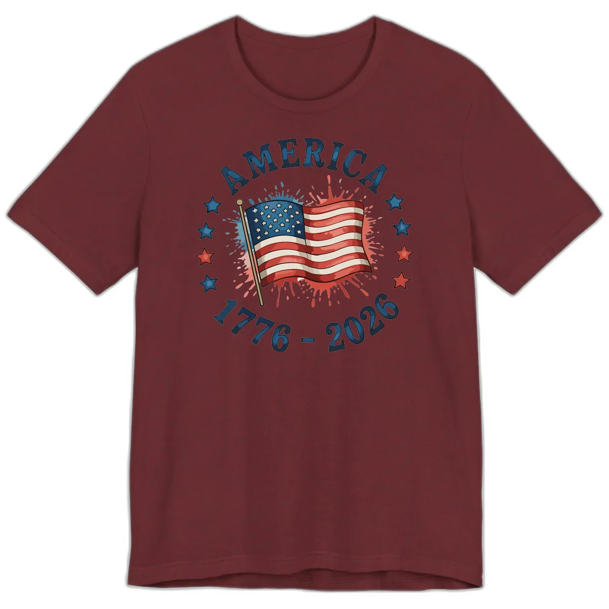 America 250th Anniversary Flag Commemoration Premium T-Shirt in Heather Cardinal