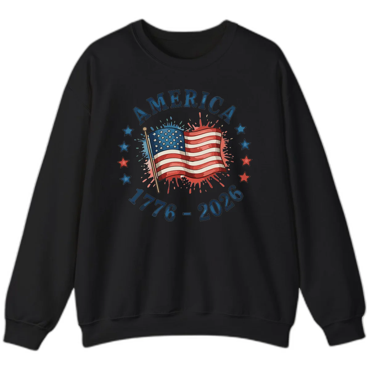 America 250th Anniversary Flag Commemoration Sweatshirt in Black