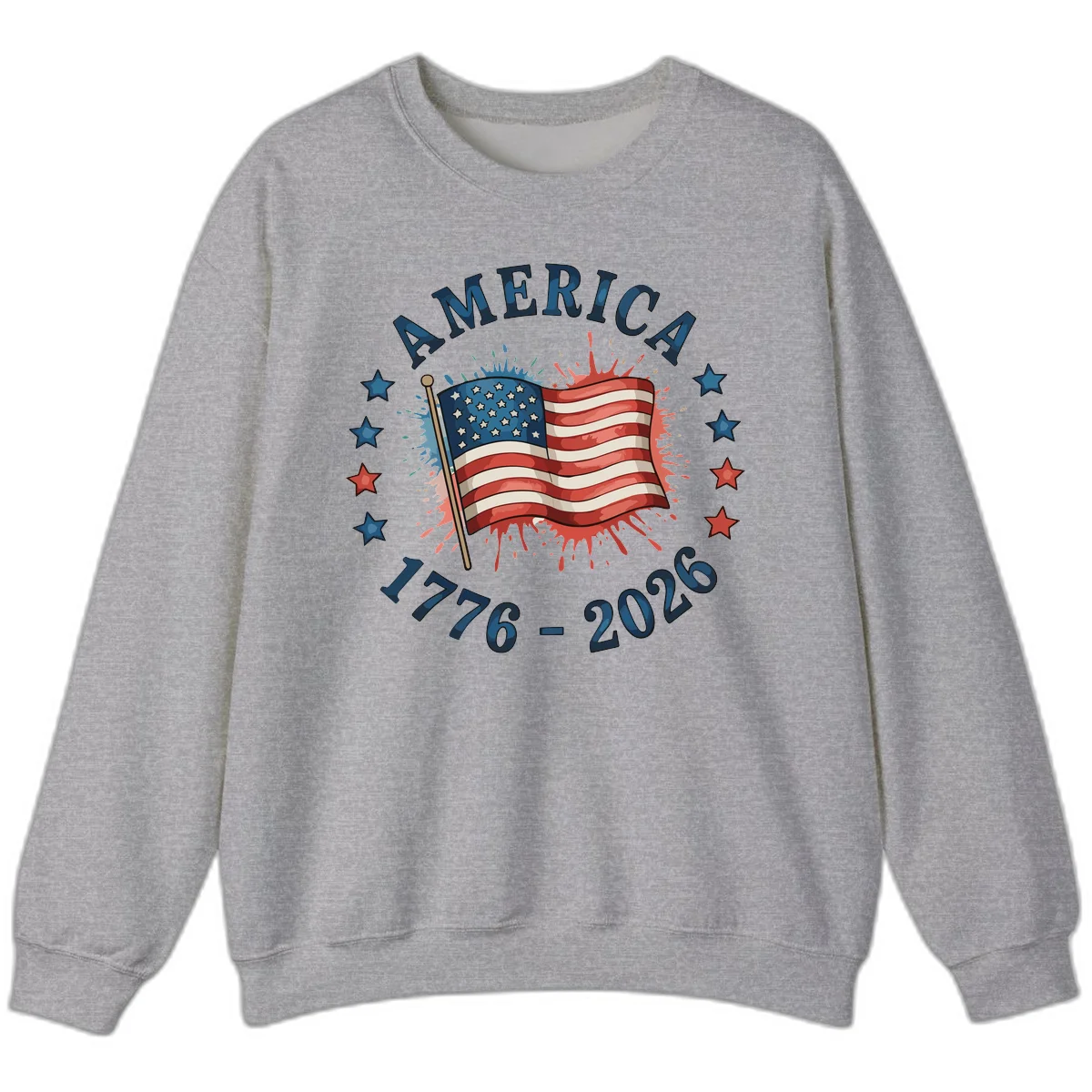America 250th Anniversary Flag Commemoration Sweatshirt in Sport Grey
