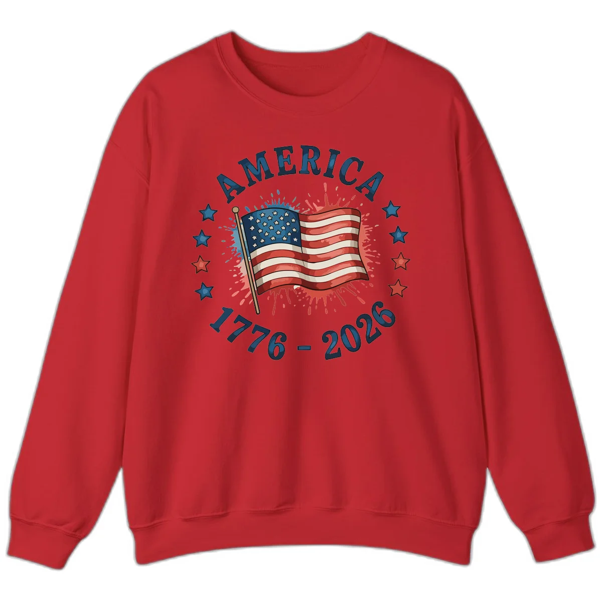 America 250th Anniversary Flag Commemoration Sweatshirt in Red