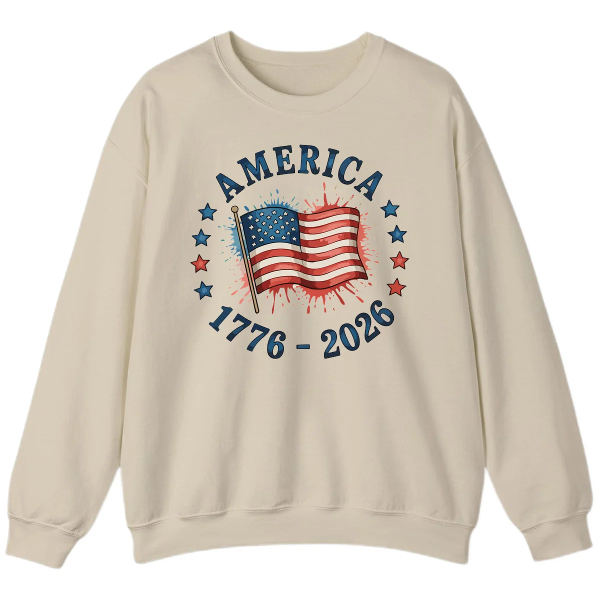 America 250th Anniversary Flag Commemoration Sweatshirt in Sand