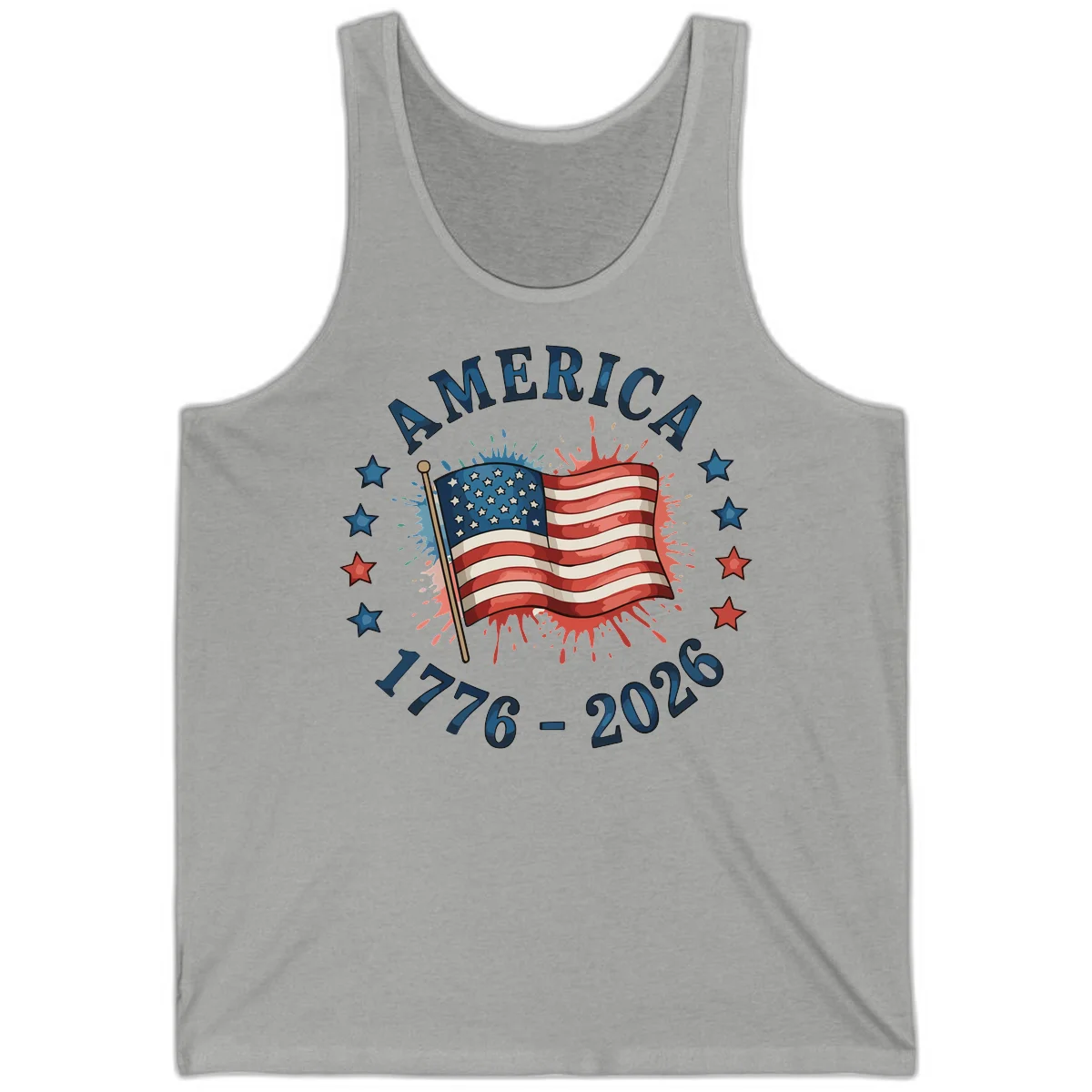 America 250th Anniversary Flag Commemoration Tank in Athletic Heather