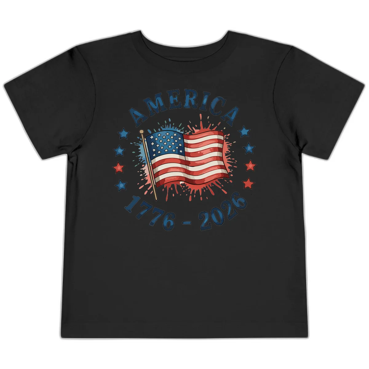 America 250th Anniversary Flag Commemoration Toddler T-Shirt in Black