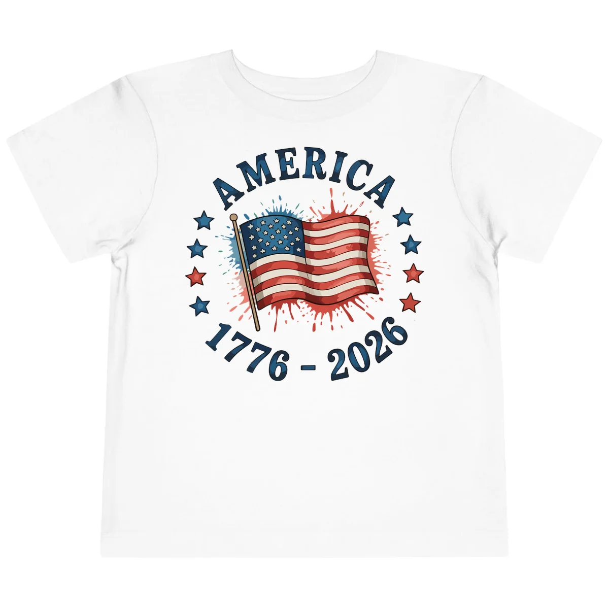 America 250th Anniversary Flag Commemoration Toddler T-Shirt in White