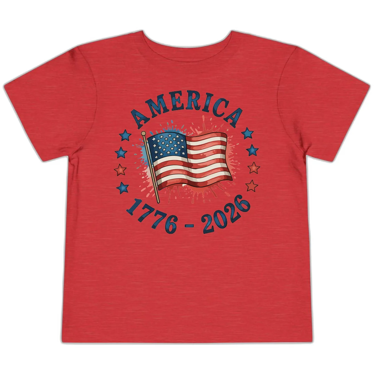 America 250th Anniversary Flag Commemoration Toddler T-Shirt in Heather Red