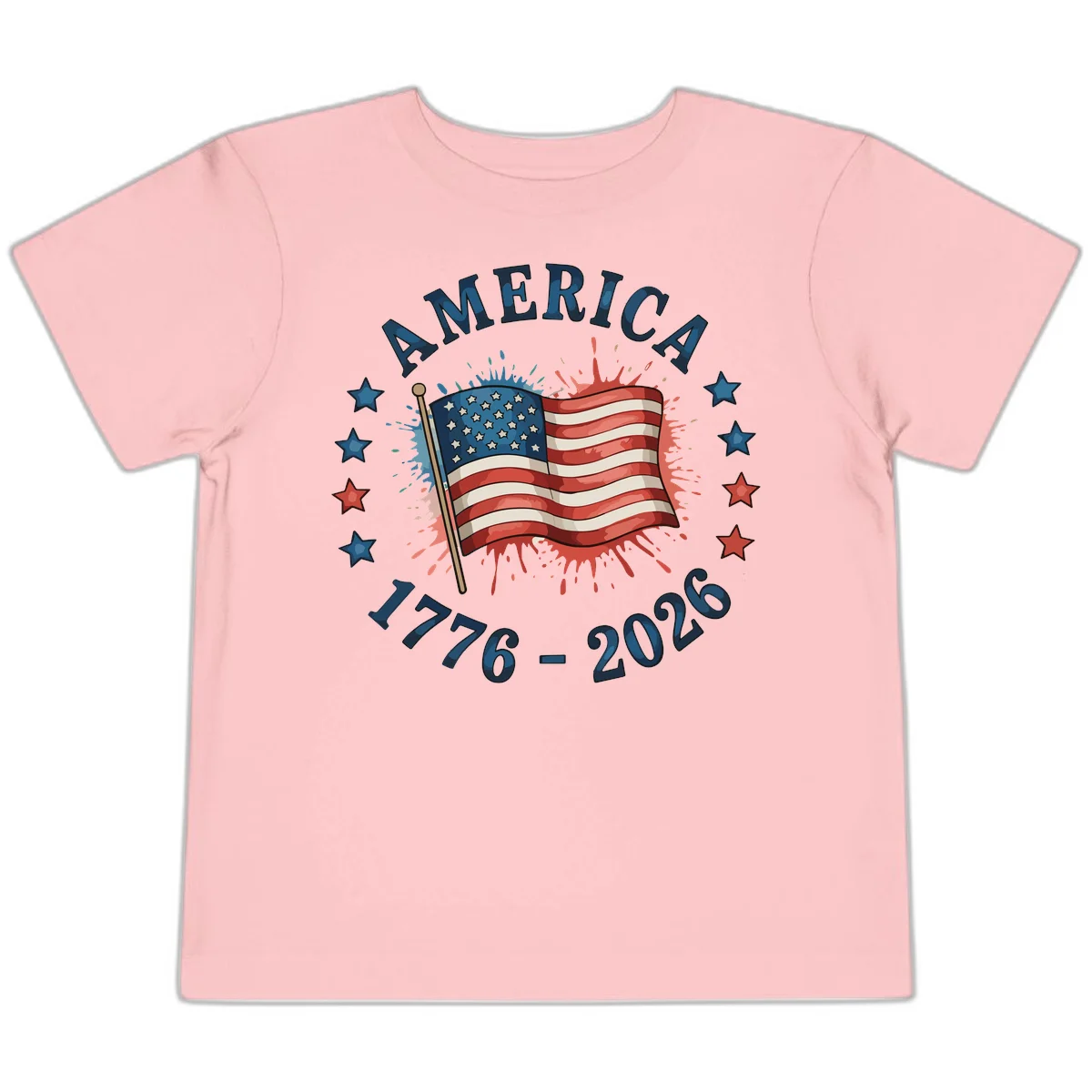 America 250th Anniversary Flag Commemoration Toddler T-Shirt in Pink