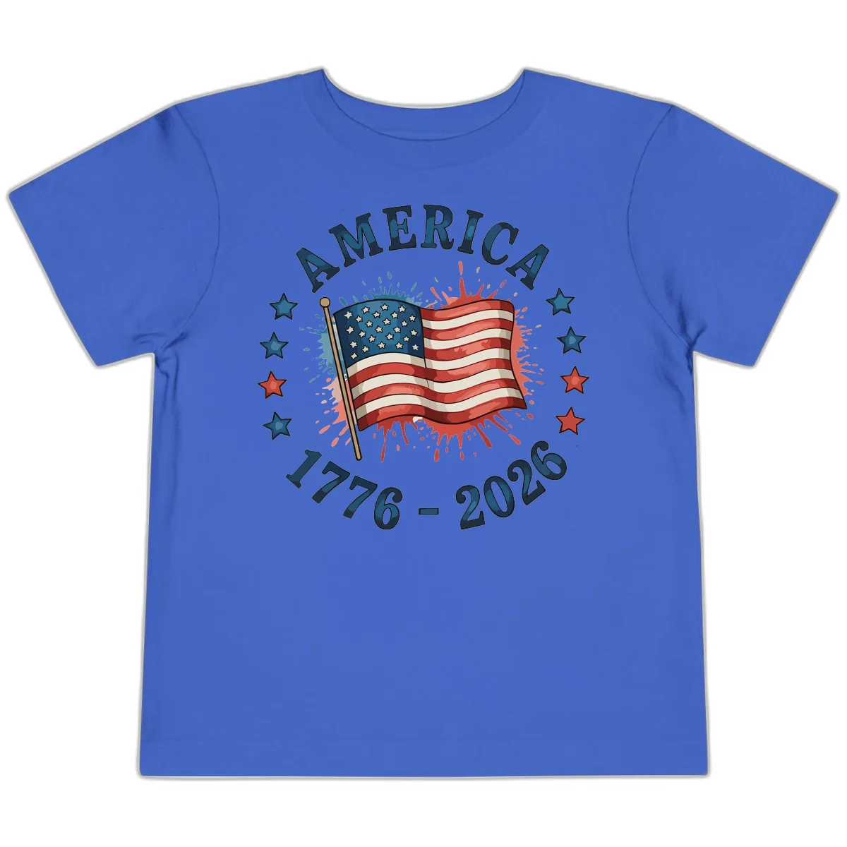 America 250th Anniversary Flag Commemoration Toddler T-Shirt in True Royal