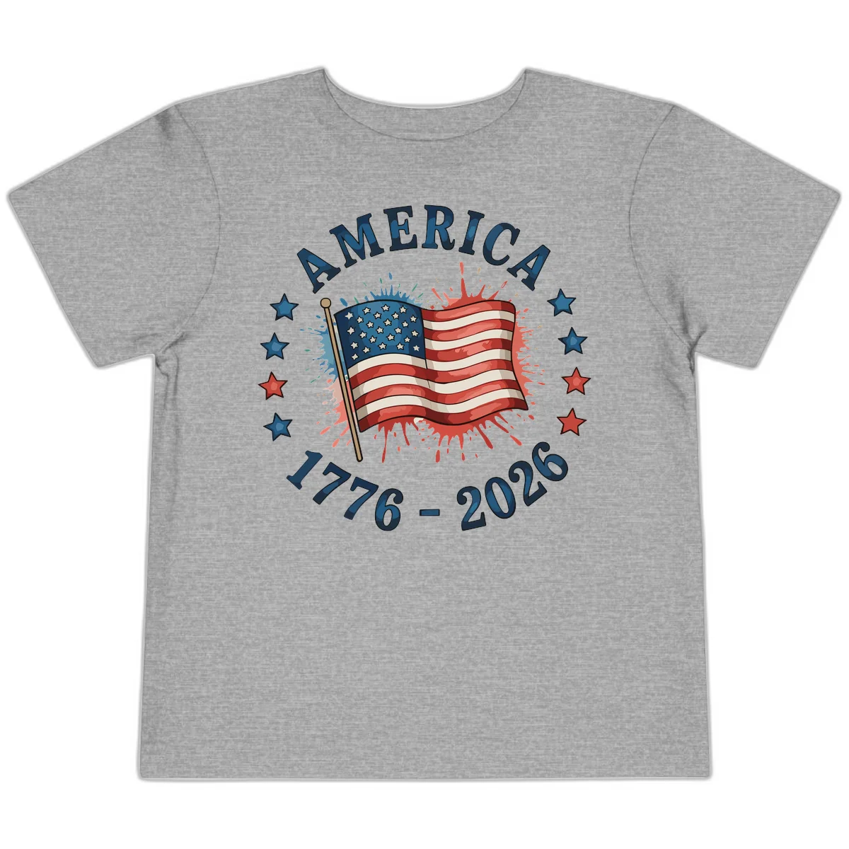 America 250th Anniversary Flag Commemoration Toddler T-Shirt in Athletic Heather
