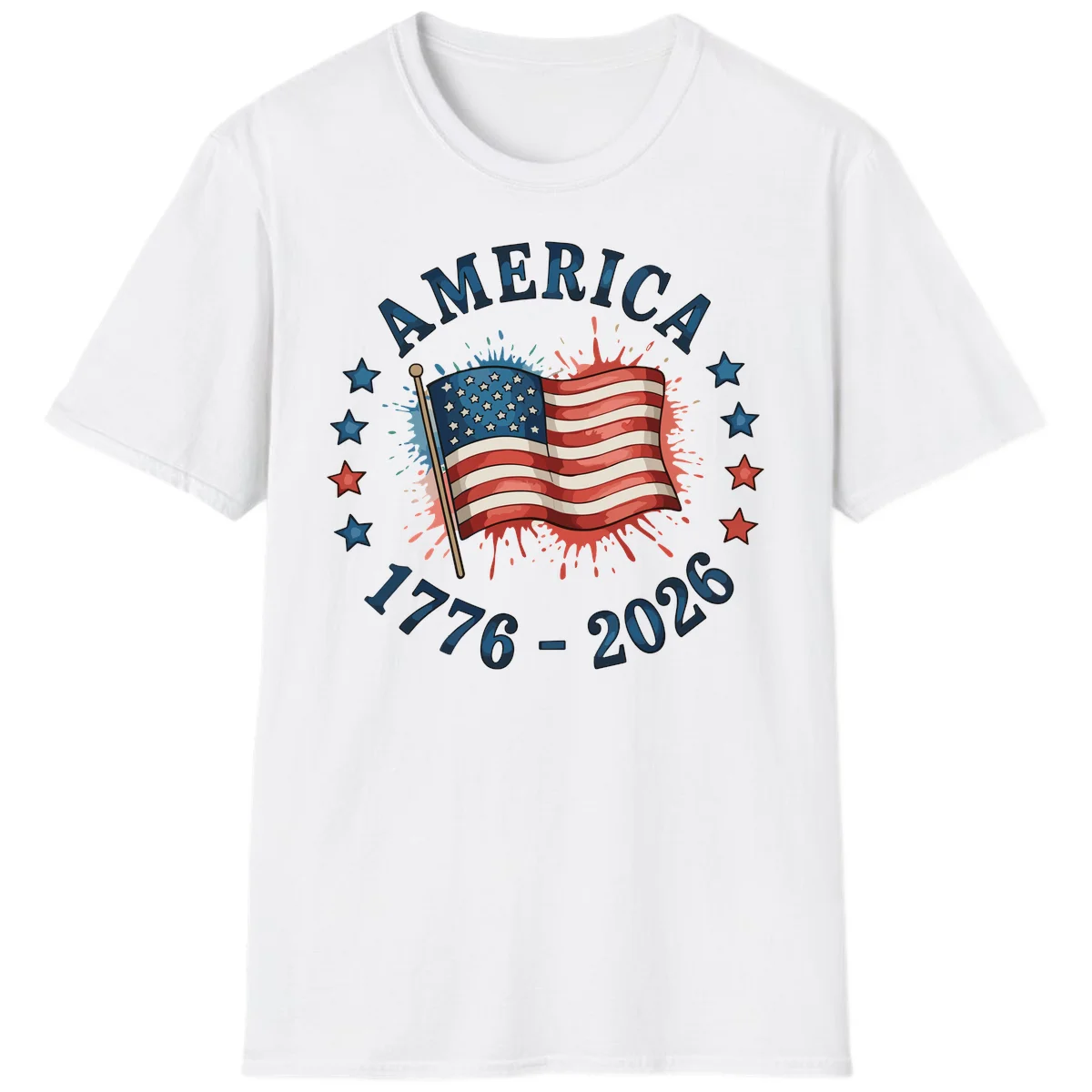 America 250th Anniversary Flag Commemoration T-Shirt in White