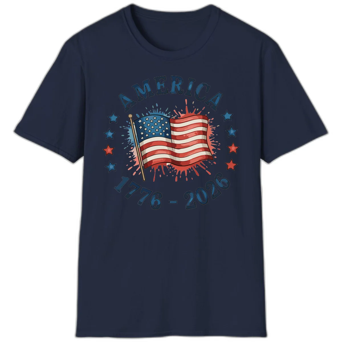 America 250th Anniversary Flag Commemoration T-Shirt in Navy