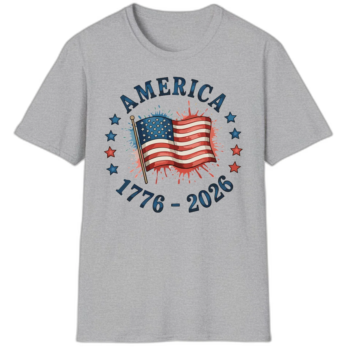 America 250th Anniversary Flag Commemoration T-Shirt in Sport Grey
