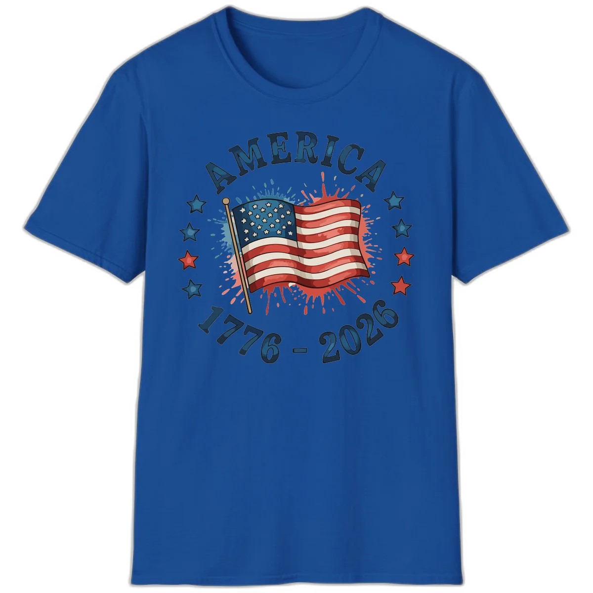 America 250th Anniversary Flag Commemoration T-Shirt in Royal