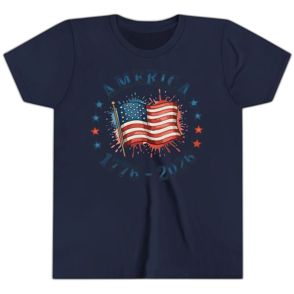 America 250th Anniversary Flag Commemoration Youth T-Shirt in Navy