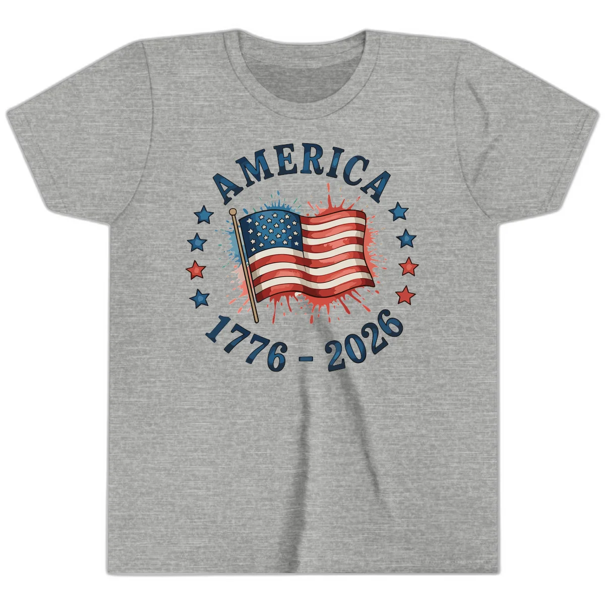 America 250th Anniversary Flag Commemoration Youth T-Shirt in Athletic Heather