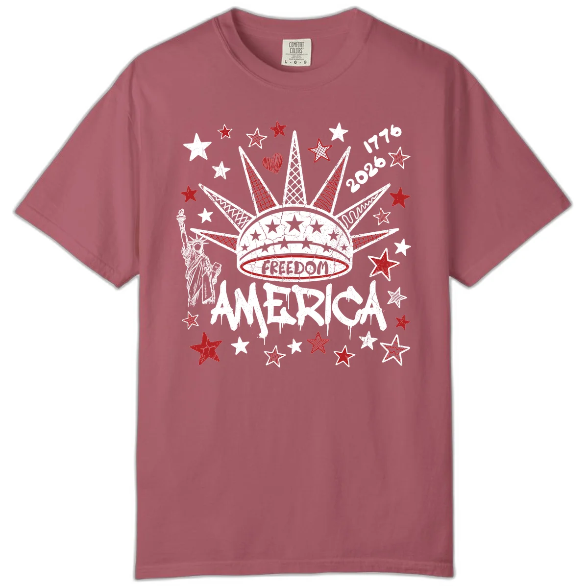 America's 250th Freedom Celebration Est 1776 2026 Comfort Color in Crimson