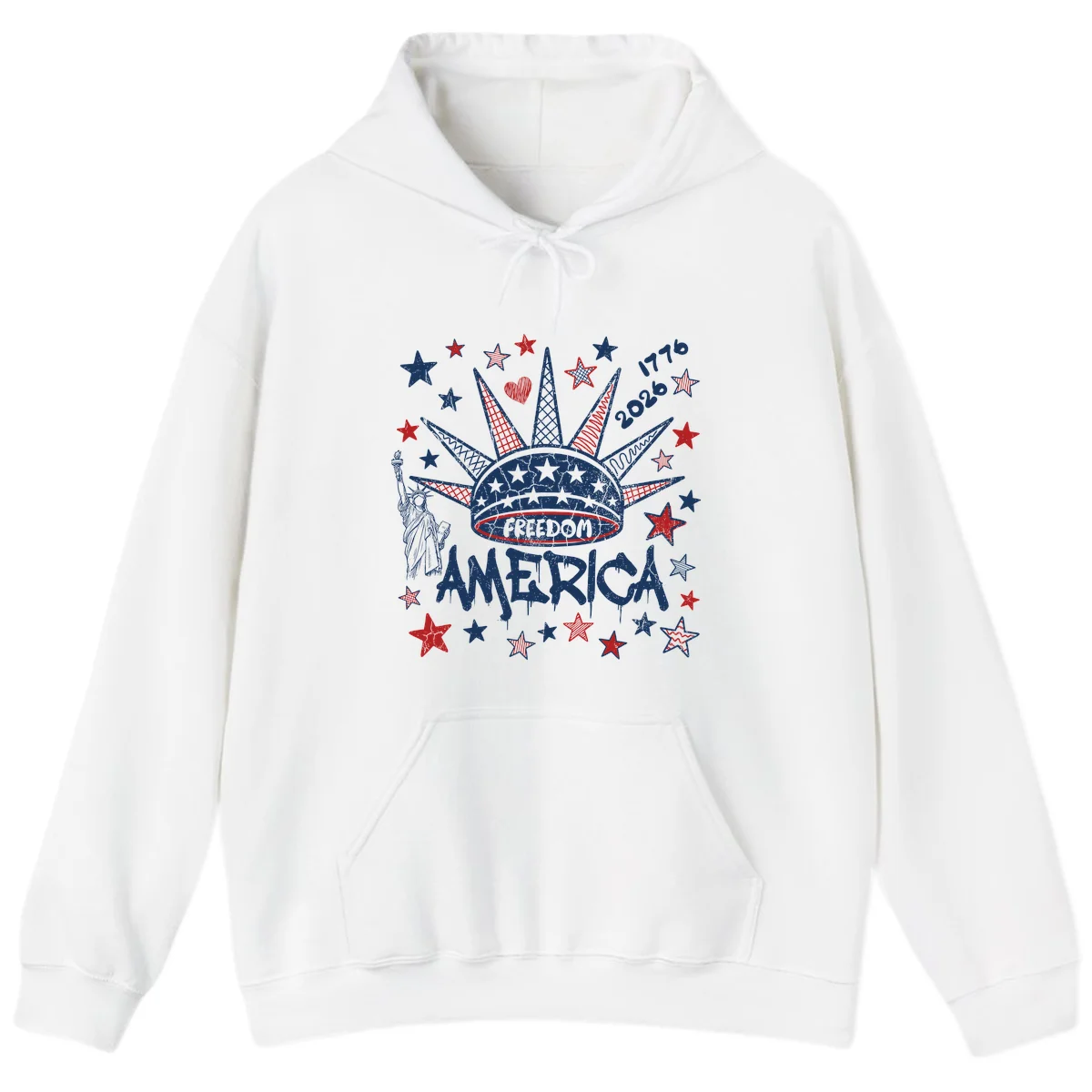 America's 250th Freedom Celebration Est 1776 2026 Hoodie in White